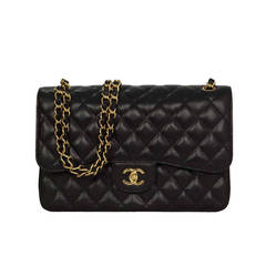CHANEL Black Quilted Caviar Jumbo Classic Double Flap Bag GHW