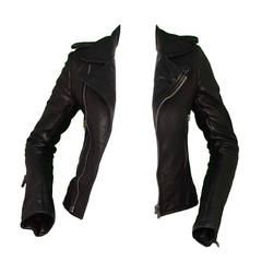 BALENCIAGA Black Leather Biker Jacket sz 34