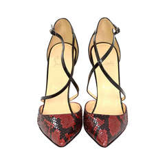 CHRISTIAN LOUBOUTIN NIB Black/Burgundy Python Cross Pigalle Shoes-Sz 36 Rt. $895