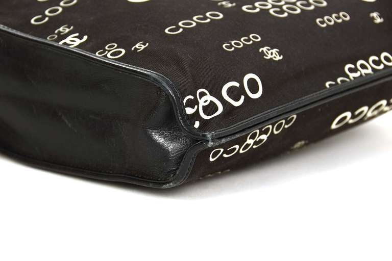 Women's Chanel 2002 Black Coco Long Flat Tote Bag w. Chain Straps