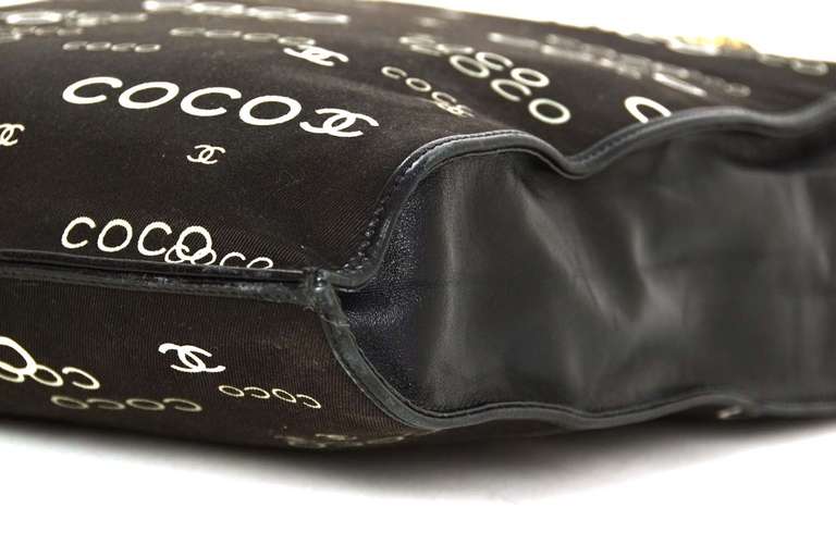 Chanel 2002 Black Coco Long Flat Tote Bag w. Chain Straps 1