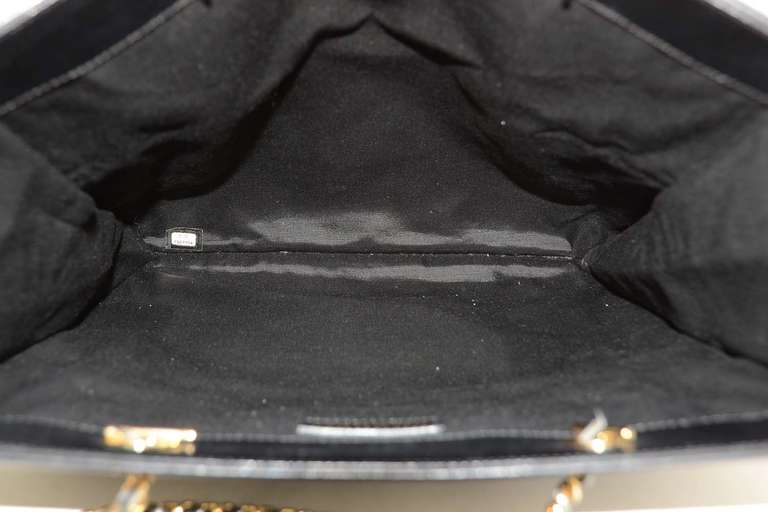 Chanel 2002 Black Coco Long Flat Tote Bag w. Chain Straps 2