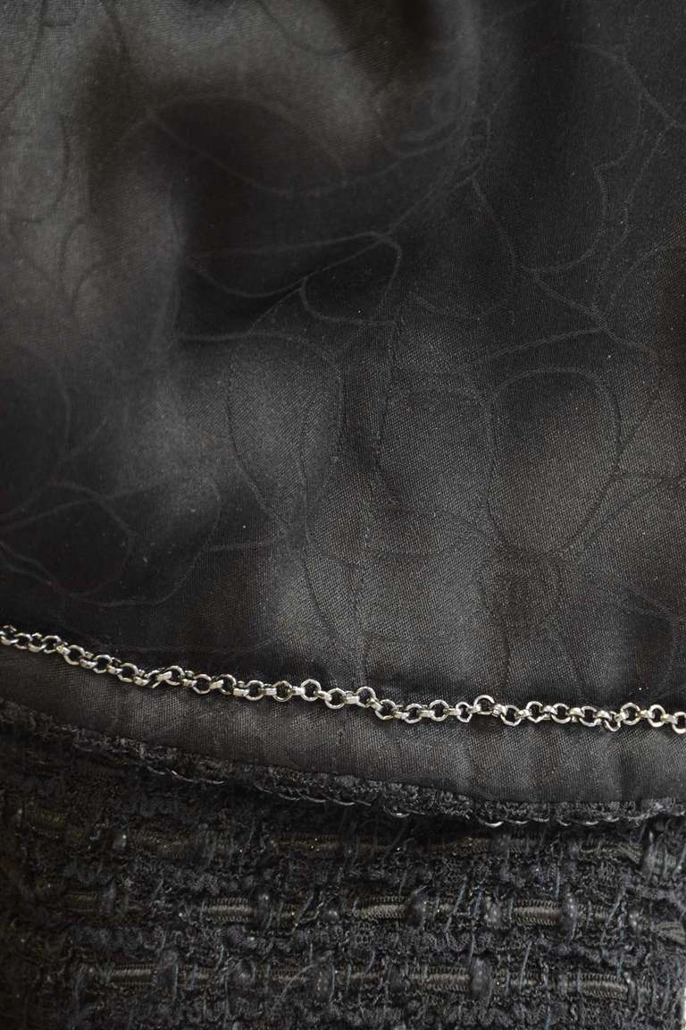 Chanel 2006 Black Tweed 3/4 Sleeve Fitted Jacket w. Braided Trim rt.$4, 345 2