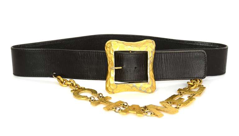 CHANEL Black Leather Belt With 