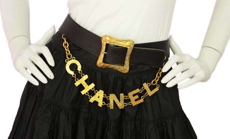 CHANEL Black Leather Belt With 