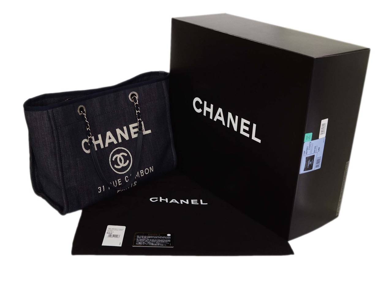 CHANEL '15 Blue Denim Deauville Shopper Tote Bag SHW 5