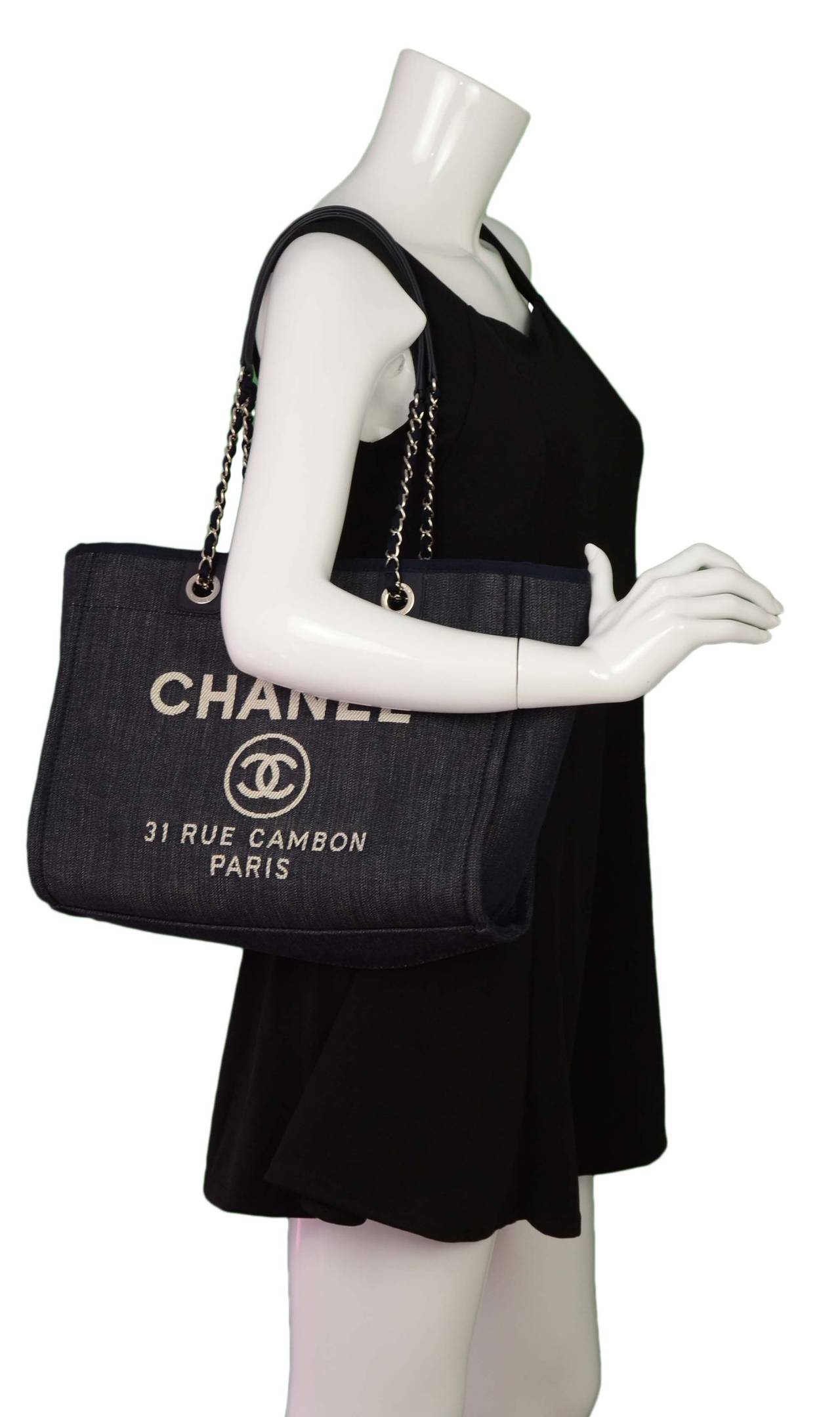 CHANEL '15 Blue Denim Deauville Shopper Tote Bag SHW 6