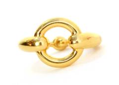 HERMES Goldtone Horsebit Scarf Ring