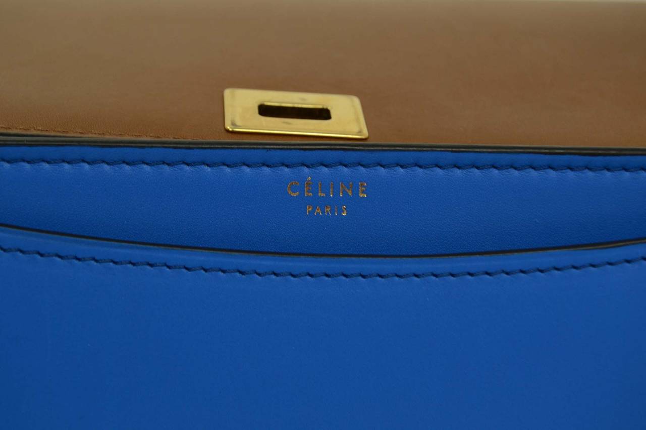 CELINE Two-Tone Calfskin Medium Case Flap Bag GHW In Good Condition In New York, NY