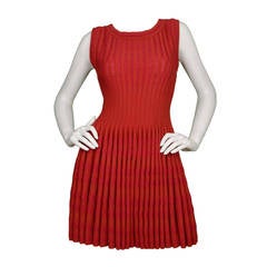 Alaia Red Sleeveless Fit & Flare Dress sz 42