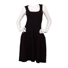 ALAIA Black Knit Fit Flare Dress w/ Metallic Detail sz 40