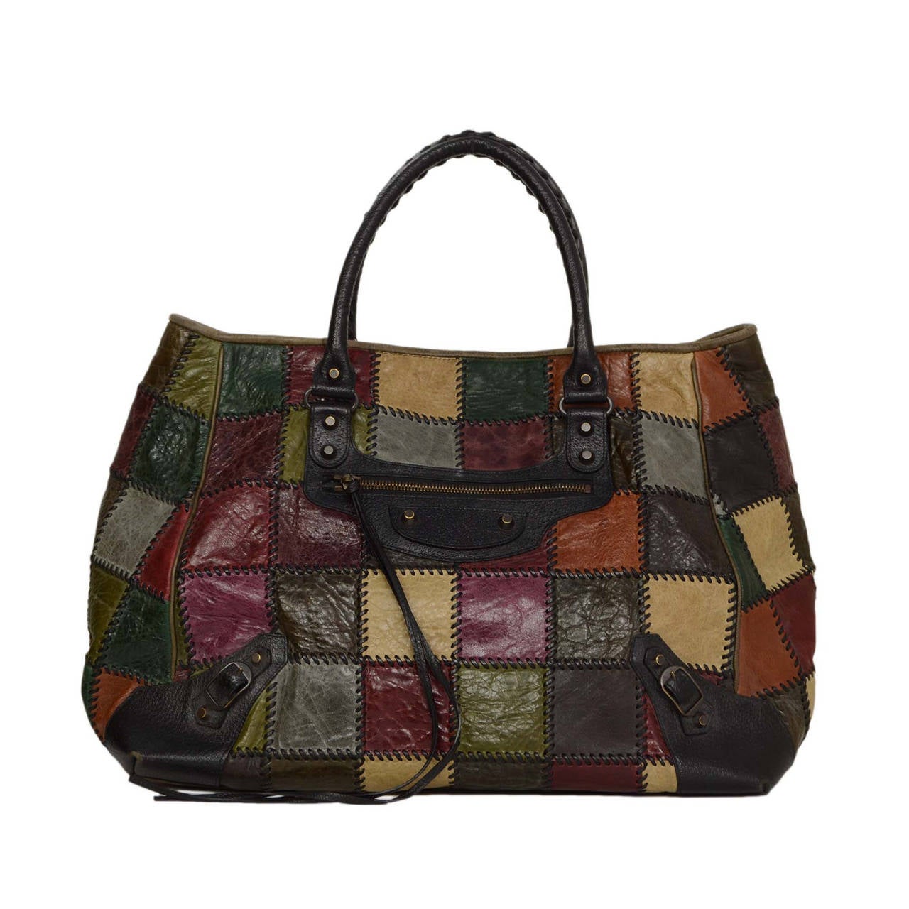 BALENCIAGA Multi-Color Leather Patchwork &quot;Arena&quot; Bag BHW at 1stdibs