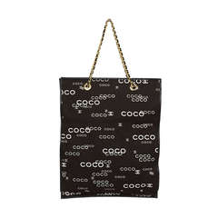 Chanel 2002 Black Coco Long Flat Tote Bag w. Chain Straps