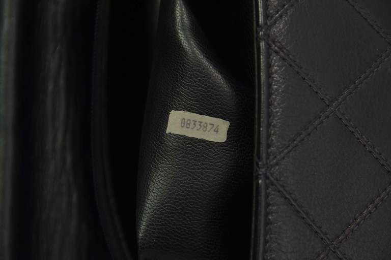 Chanel 1980's Black Vintage Quilted Leather Attache Briefcase Bag 6