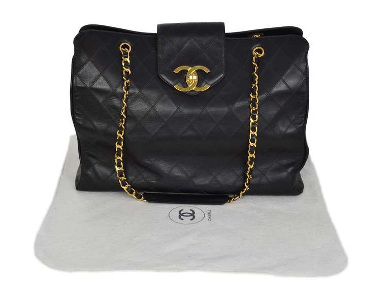 Chanel Black Vintage Quilted Leather XL Weekender W/GHW 6
