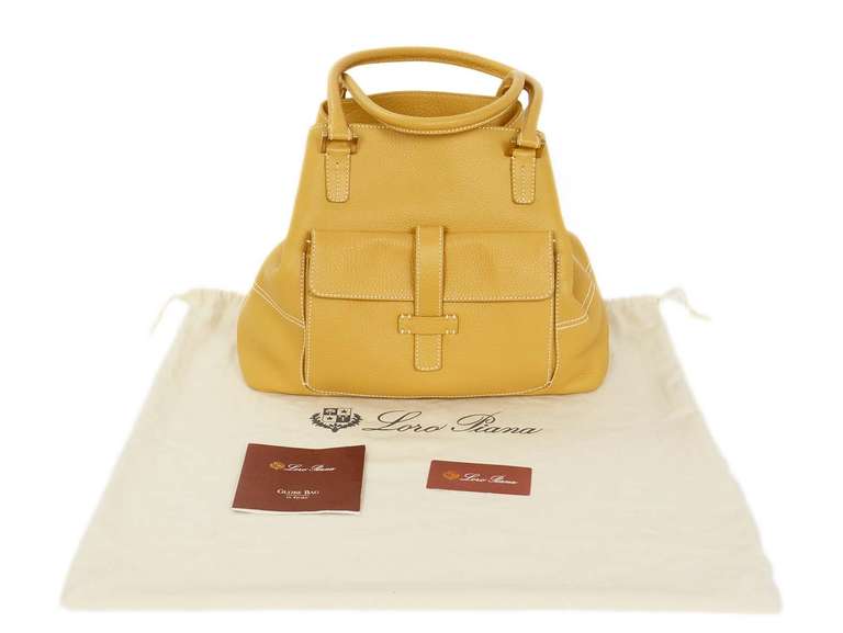 LORO PIANA Mustard Leather Shoulder Bag 5
