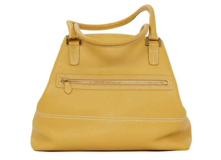 LORO PIANA Mustard Leather Shoulder Bag In New Condition In New York, NY