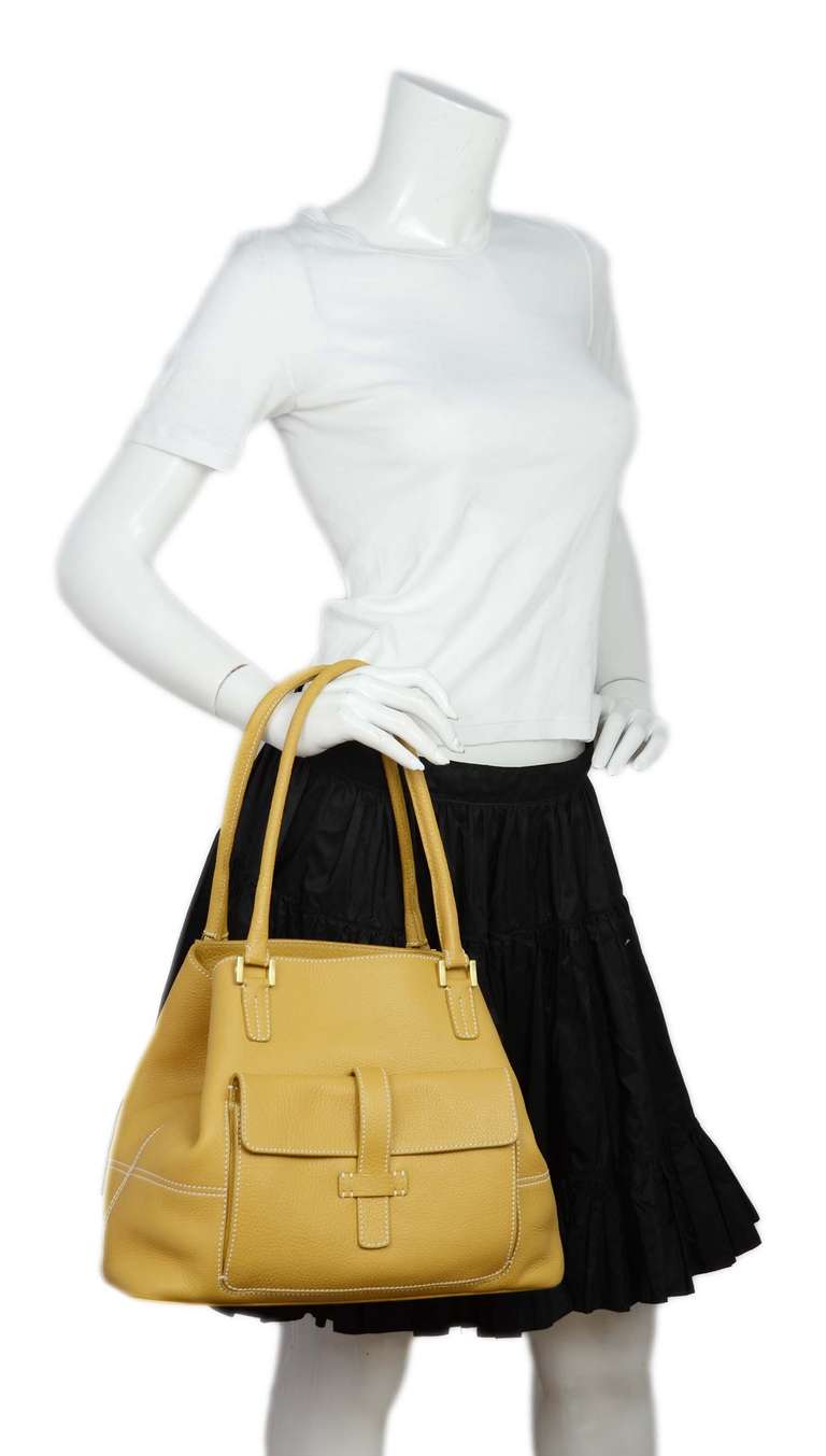 LORO PIANA Mustard Leather Shoulder Bag 4