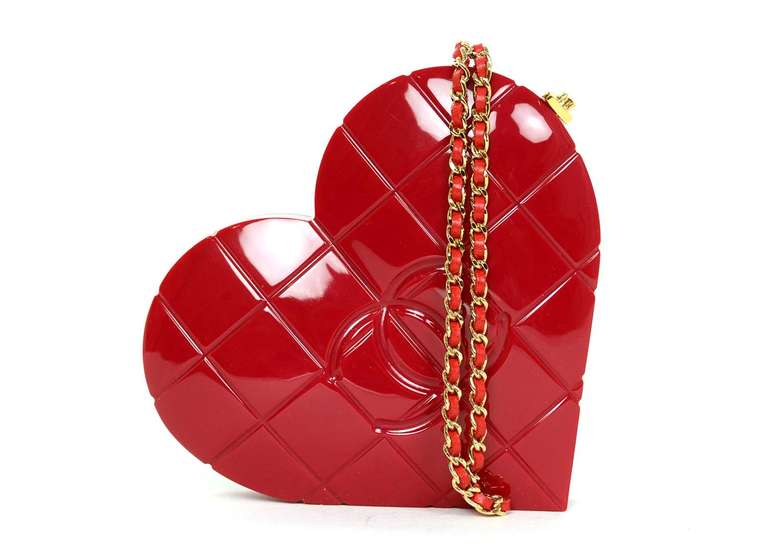 chanel red heart bag