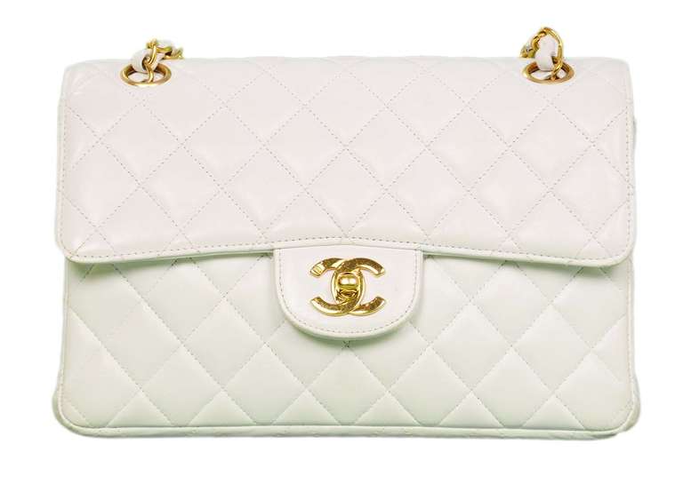 Chanel 1995 2in1 White Quilted Leather Double Sided Classic Flap Bag w Chain In Fair Condition In New York, NY