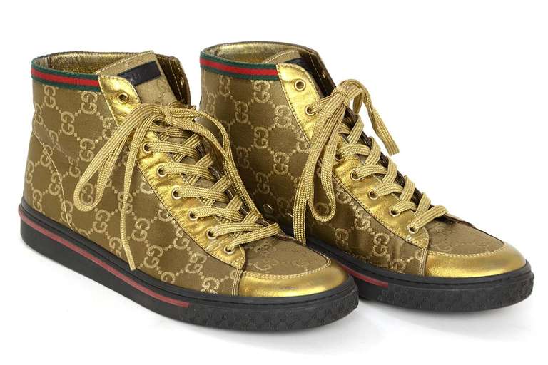 gold gucci tennis shoes