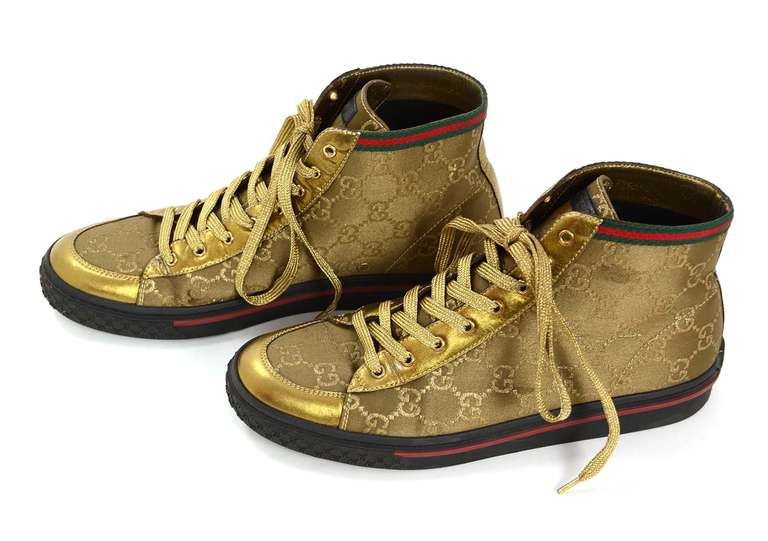 gucci gold high top sneakers