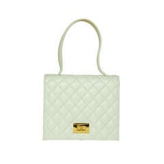 Vintage Chanel White Quilted Leather Top Handle Flap Bag with Re-issue 2.55 Lock