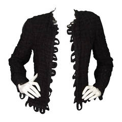 CHANEL Black Lace Open Front Jacket sz M 9