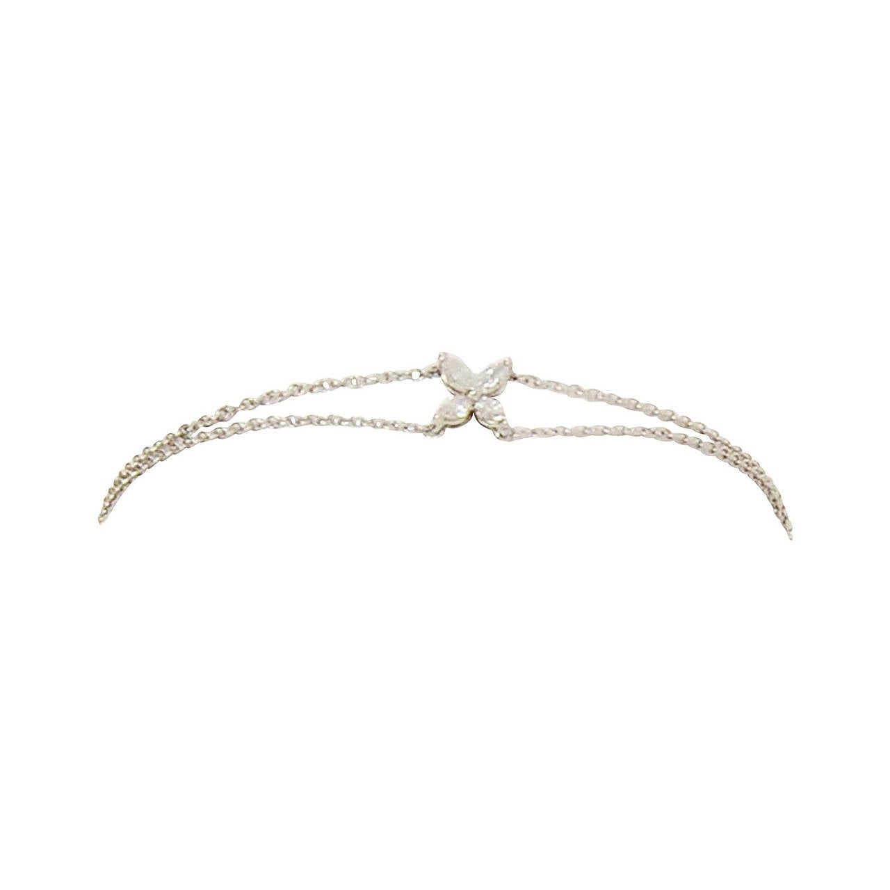 TIFFANY & CO Platinum "Victoria" Diamond Flower Double Chain Bracelet