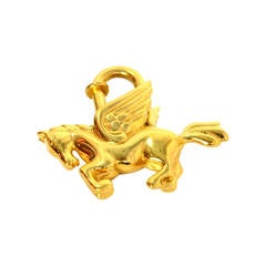 HERMES Goldtone Pegasus Cadena Schloss Charme