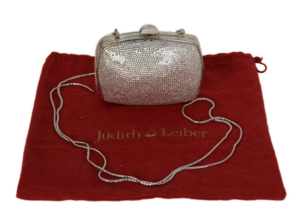 JUDITH LEIBER Silver & Crystal Minaudiere Small Clutch Bag SHW 4