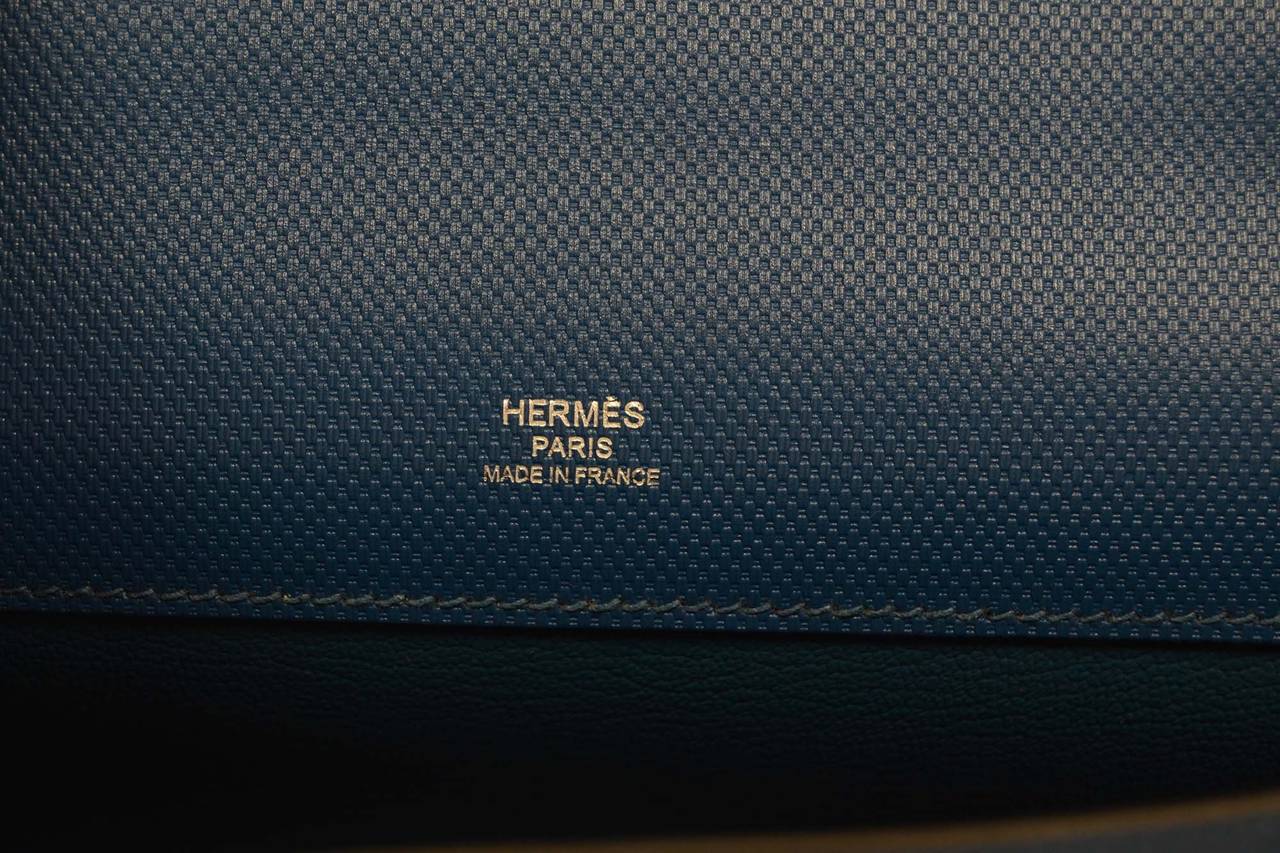 Hermes 2014 Bleu de Galice Grain d'H Leather Kelly Cut Clutch Bag 3