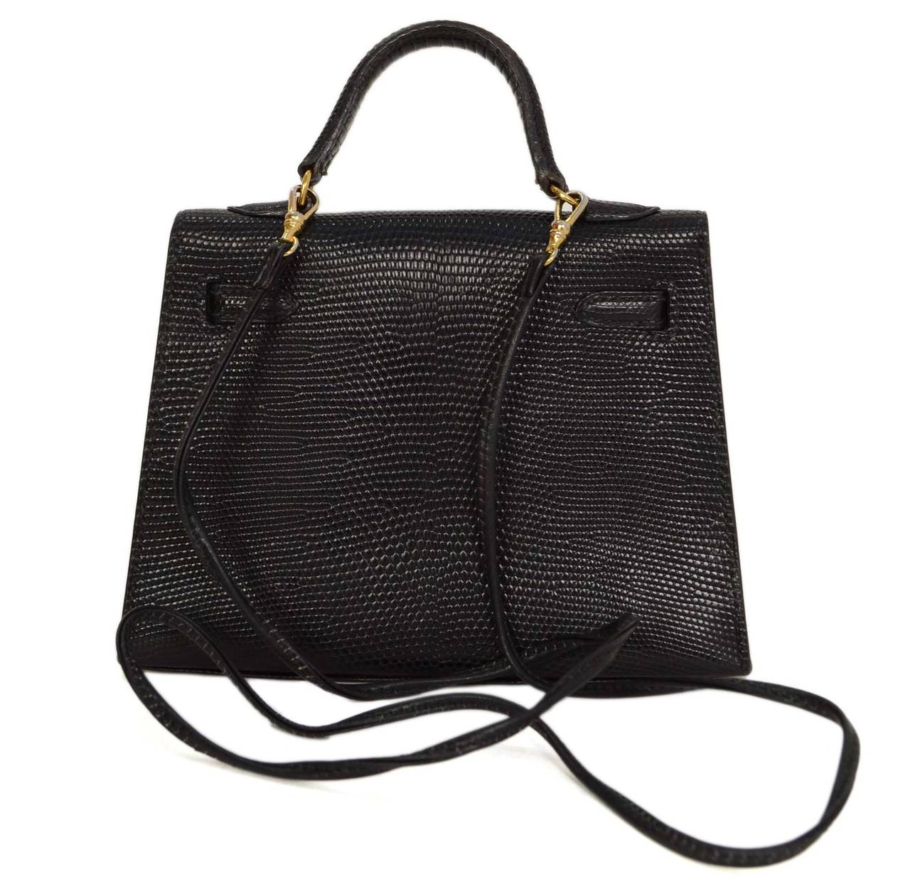 HERMES EXTREMELY RARE Vintage '92 Black Lizard Skin 15cm Kelly Bag GHW In Excellent Condition In New York, NY