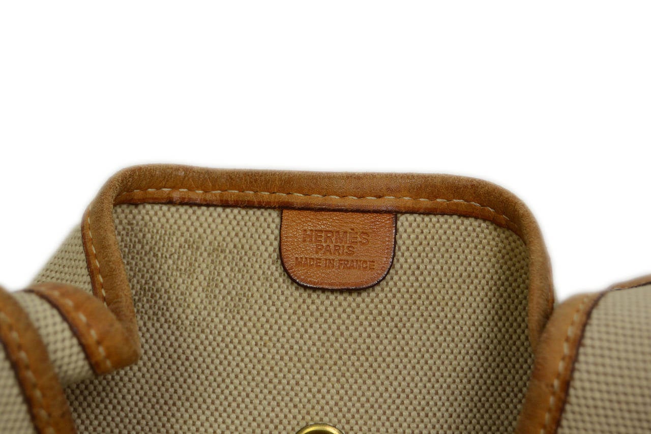 HERMES Vintage '99 Brown Toile & Leather Evelyne Crossbody Bag GHW 4