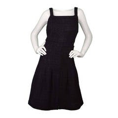 CHANEL Black & Purple Tweed Pleated Dress sz 44
