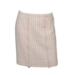 CHANEL White Tweed A-Line Skirt sz 36 2