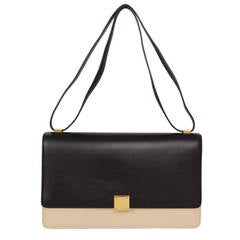 CELINE Two-Tone Calfskin Medium Case Flap Bag GHW