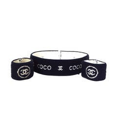 CHANEL Vintage Navy and White Set of Three Sweat Bands at 1stDibs