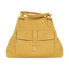 LORO PIANA Mustard Leather Shoulder Bag