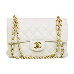 Vintage Chanel 1995 2in1 White Quilted Leather Double Sided Classic Flap Bag w Chain