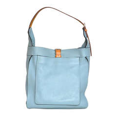 Hermes 2009 Sky Blue Clemence Leather 26cm Marwari PM Hobo Shoulder Bag