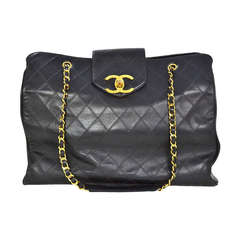 Chanel Black Retro Quilted Leather XL Weekender W/GHW