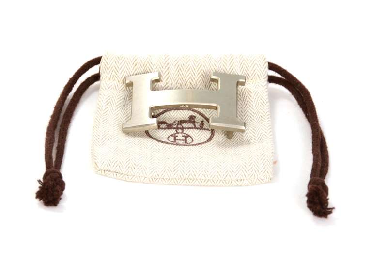 Women's or Men's Hermes Brushed Silvertone H Belt Buckle