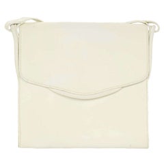 HERMES White Leather Vintage Flap Shoulder Bag