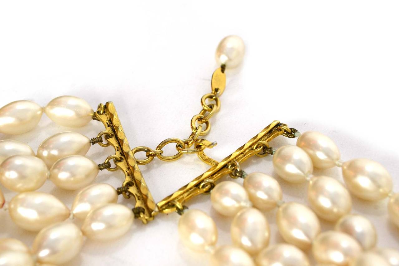 CHANEL Vintage '86 Ivory Multi-Strand Pearl Choker Necklace For Sale at ...