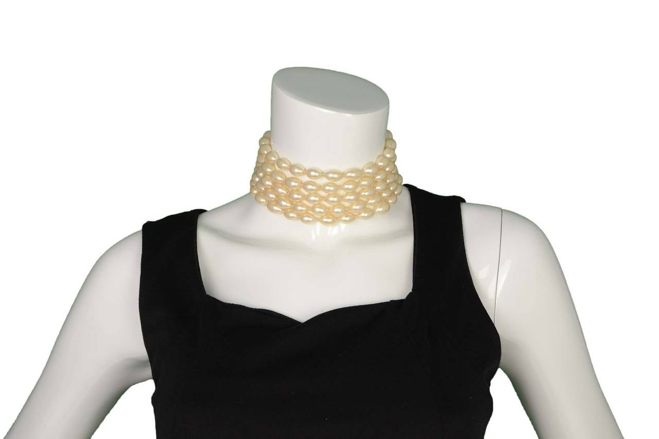 CHANEL Vintage '86 Ivory Multi-Strand Pearl Choker Necklace 1