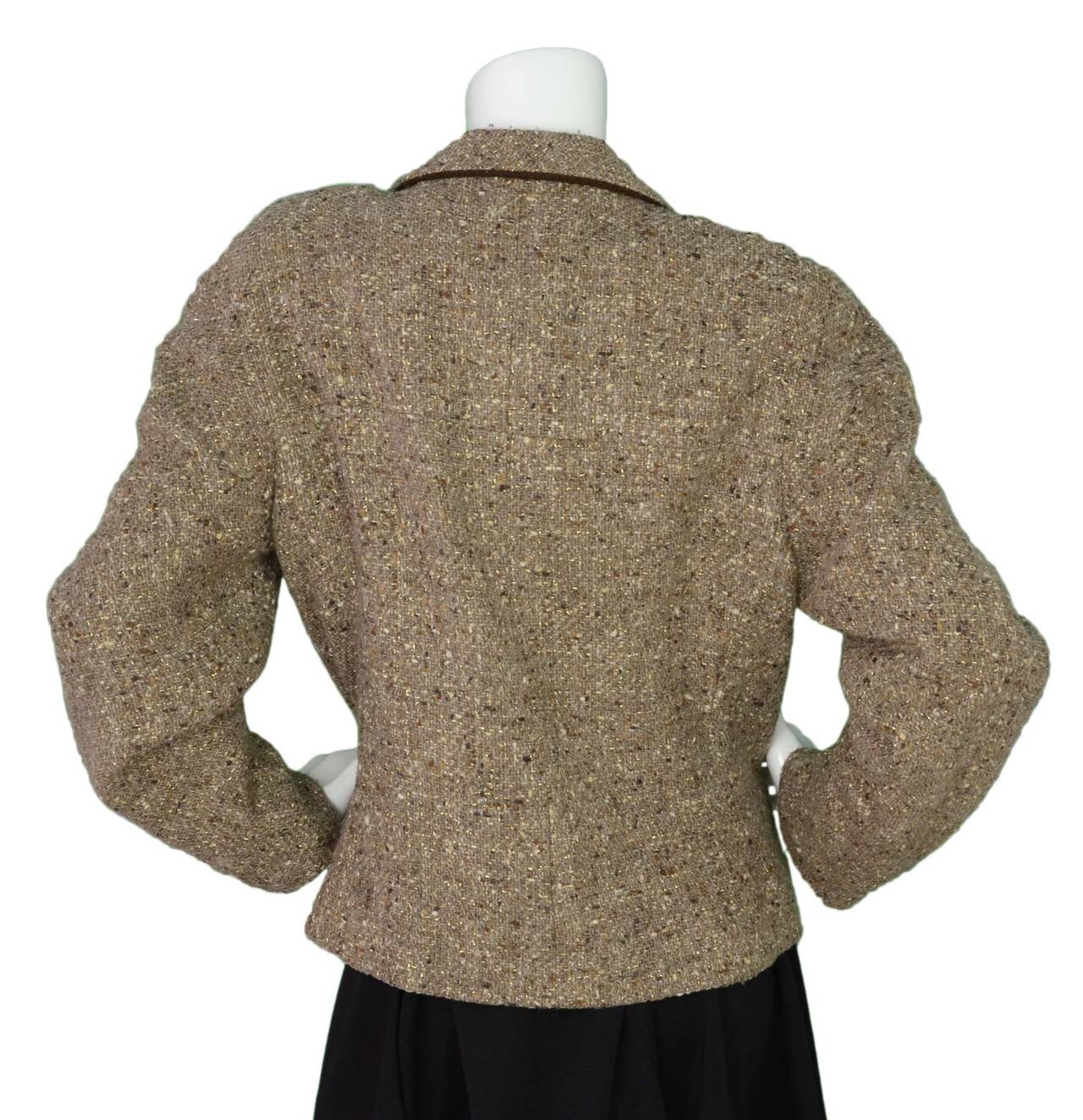 CHANEL Vintage '99 Metallic Tweed Boucle Cropped Jacket sz 48 In Excellent Condition In New York, NY