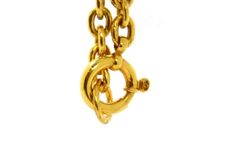 CHANEL Goldtone Necklace W/Cross, Bell and CC 2