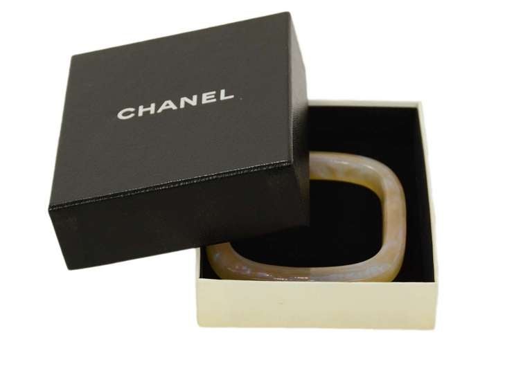 CHANEL 1999 Beige Iridescent Square Resin Bangle Bracelet 1