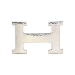 Hermes Palladium Silver Hammered 32mm H Belt Buckle